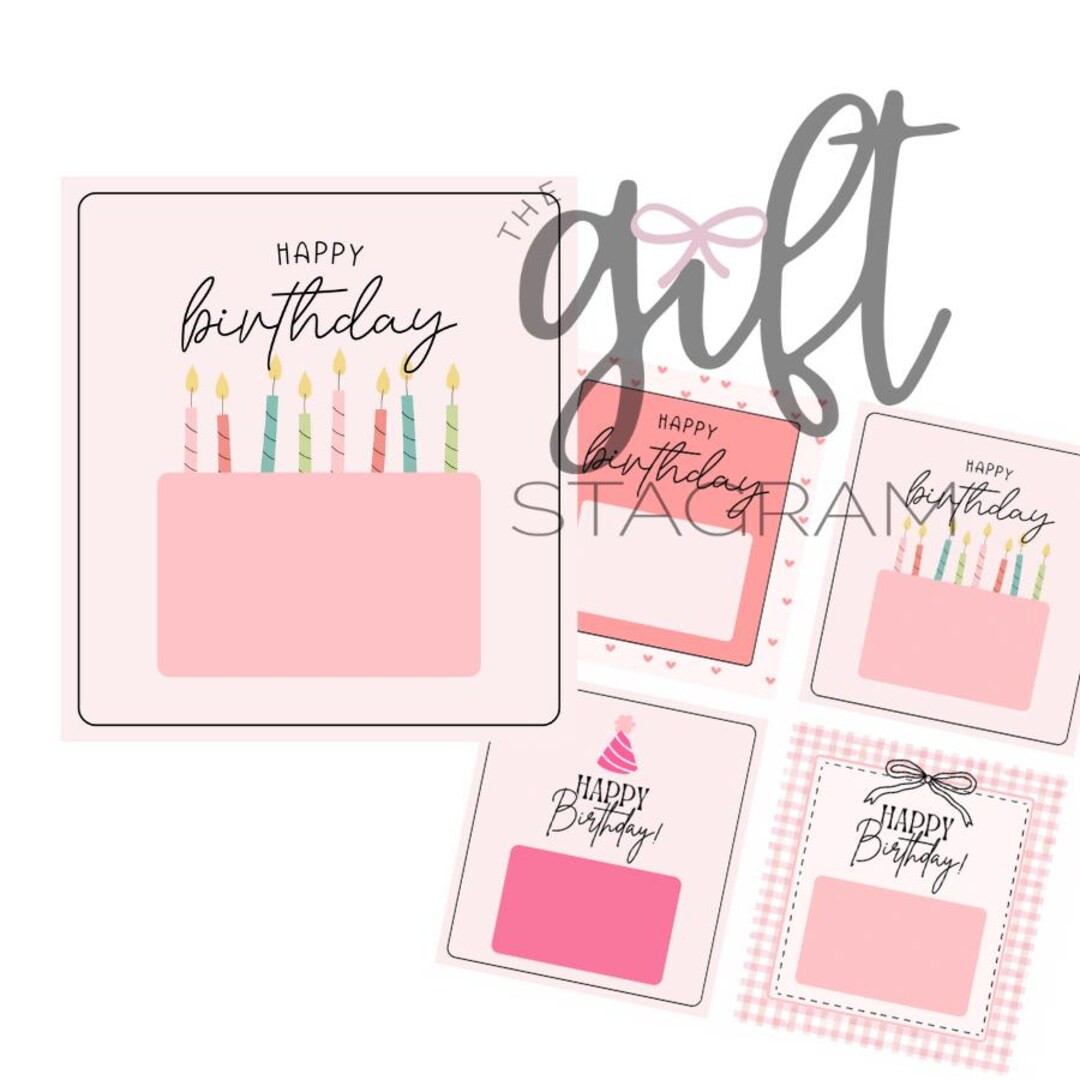 Happy Birthday PINK Gift Tag Bundle Ways to Gift Birthday Gift Cards Tag for Gift Card DIGITAL DO... | Etsy (US)