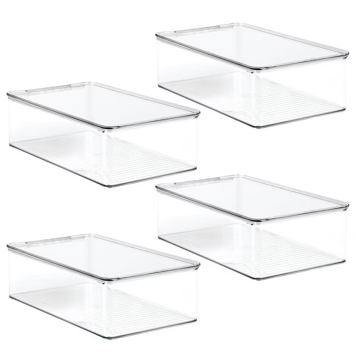 mDesign Stackable Closet Shoe Storage Bin Box with Lid, Clear, 4-Pack | Target