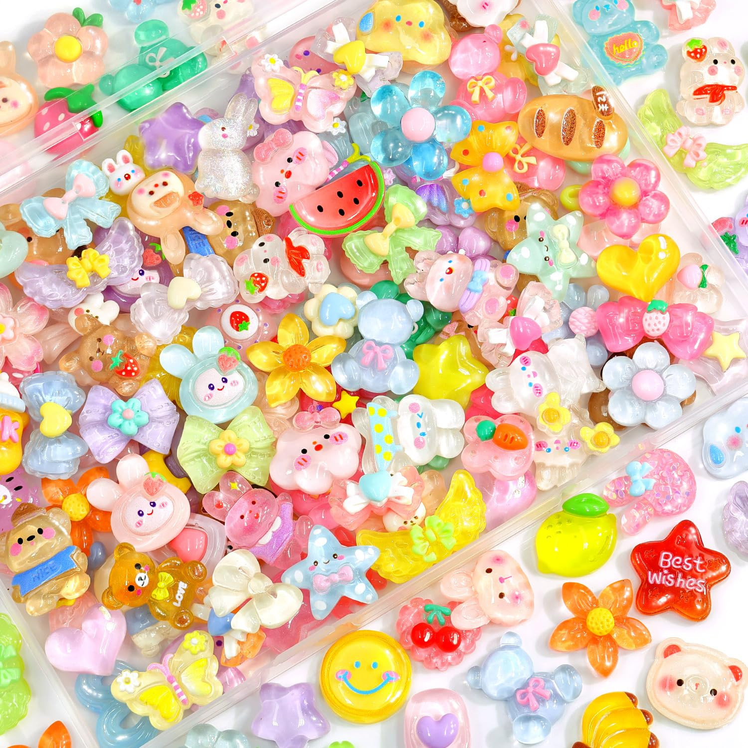 60Pcs Mixed Colors Slime Charms Assorted Cute Jelly Embellishments, Kawaii Accessories, Bulk Flat... | Amazon (US)