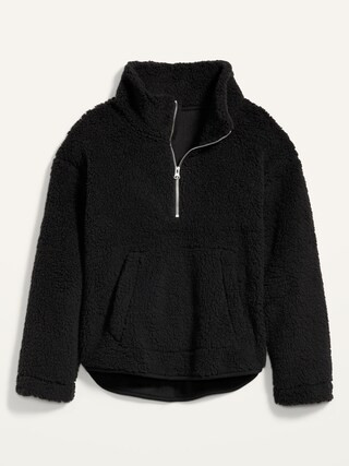 Relaxed Cozy Sherpa Half-Zip Sweatshirt for Women | Old Navy (US)
