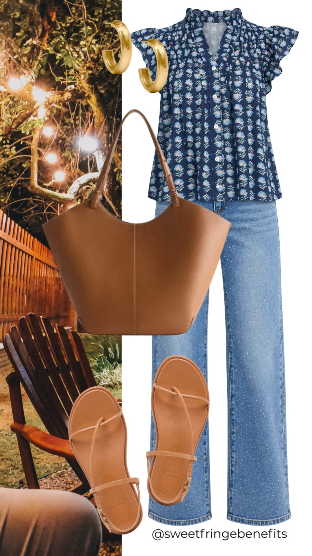 This is the kind of outfit that makes me want to sit outside somewhere and stay awhile. The pretty blue print with jeans and simple sandals feels easy and just right for a casual day.

#LTKootd #LTKPetite #LTKOver40