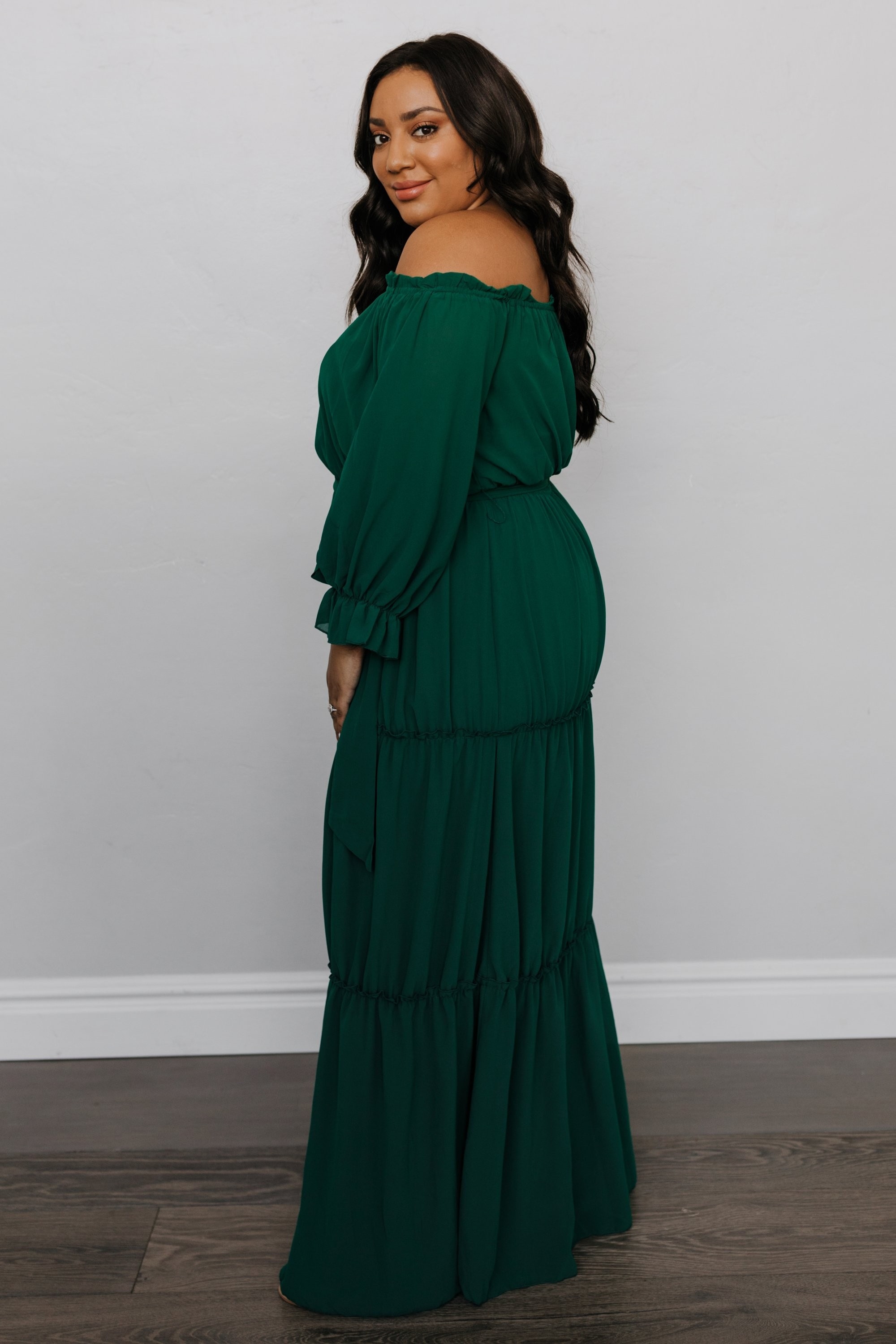 Isabel Hunter Green Off Shoulder Maxi Dress | Baltic Born