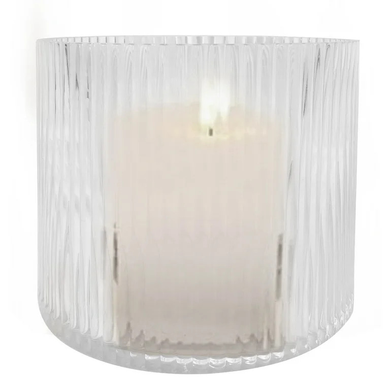 Better Homes and Gardens Glass Pillar Candle Holder Hurricane Medium Clear | Walmart (US)