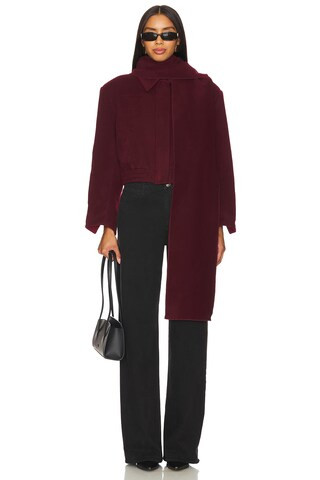 Scarf-detailed Cachet Bomber Jacket in Burgundy | Revolve Clothing (Global)