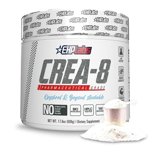 EHP Labs CREA-8 Micronized Creatine Monohydrate Powder - Unflavored Creatine Powder for Muscle Growth, Increased Strength, Enhanced Energy Output and Improved Performance - 100 Servings (500g) | Amazon (US)