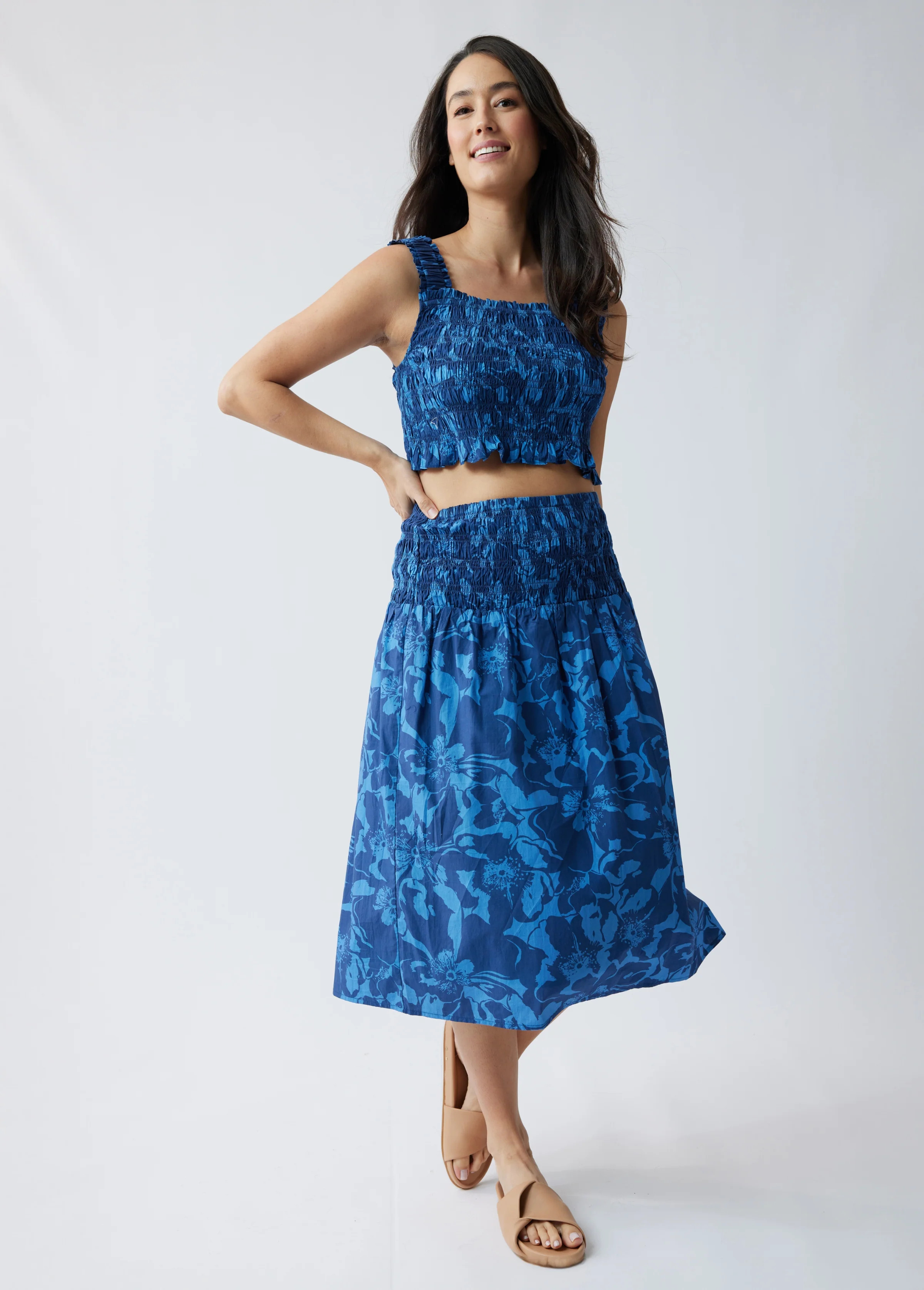 Maternity Poplin Smocked Tank Set | Ingrid & Isabel