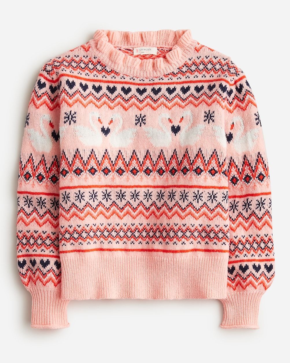 Girls' swan Fair Isle sweater | J.Crew US
