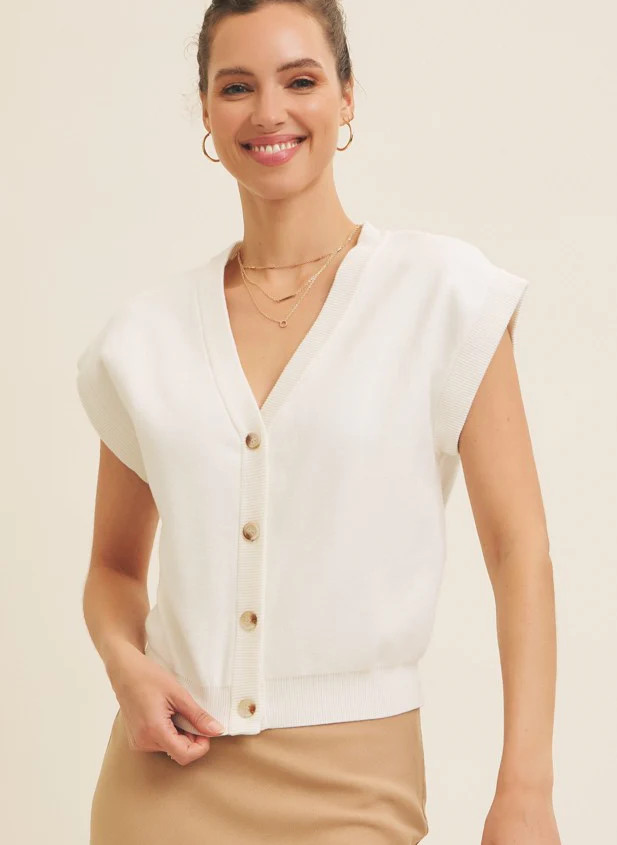 Marlee Short Sleeve Sweater Vest Cardigan | TREEHOUSE ON MAIN