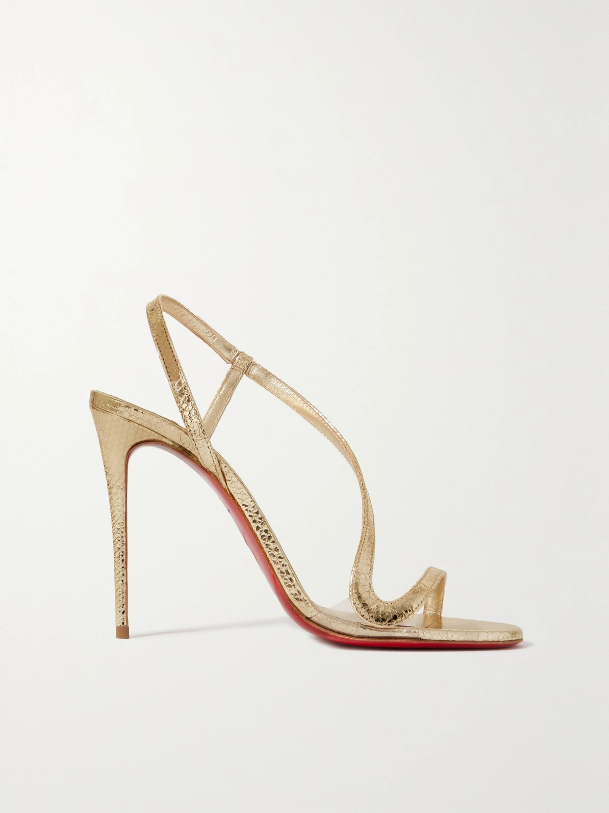 Christian Louboutin - Rosalie 100 Metallic Leather Sandals - Gold | NET-A-PORTER (US)