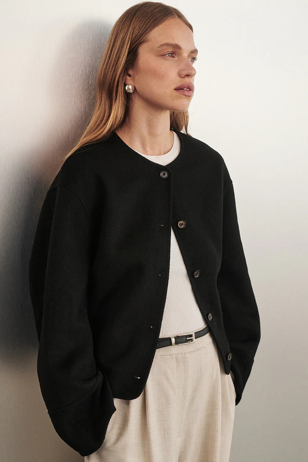 Jaclyn Black Cropped Coat | DISSH