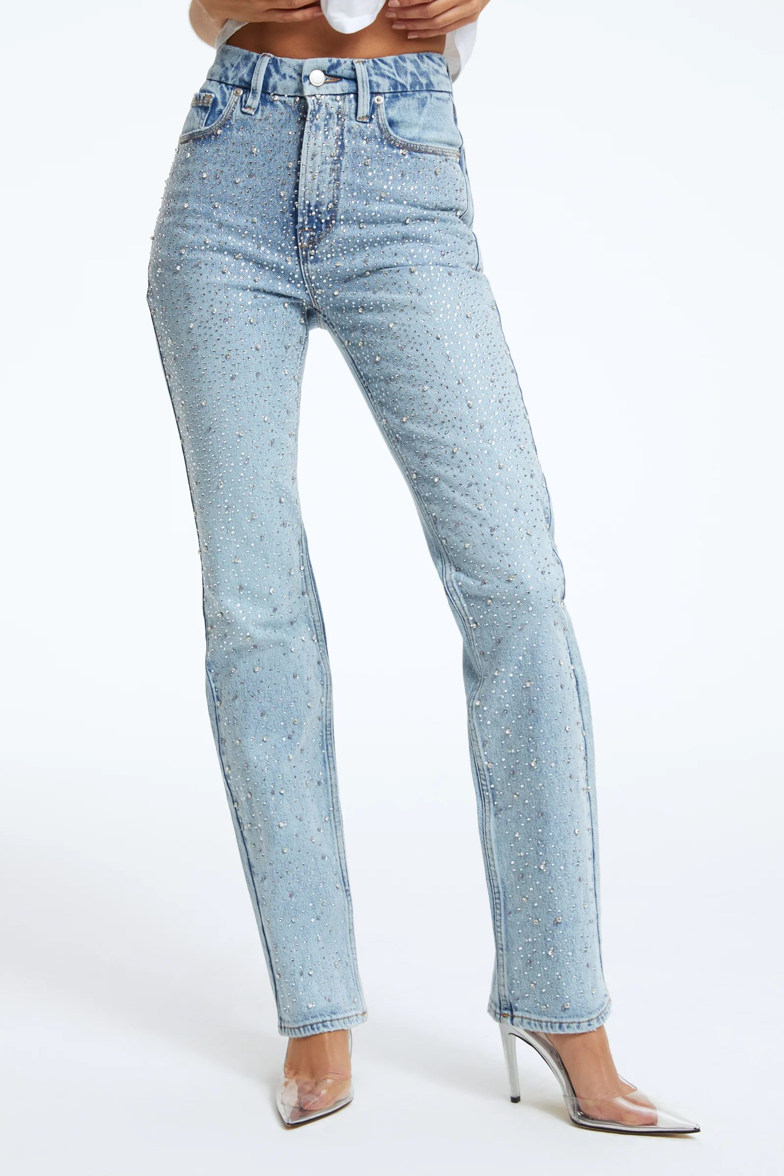 GOOD ICON DIAMOND DUSTED JEANS | BLUE953 | Good American
