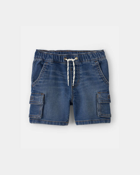 Toddler Boy Denim Drawstring Cargo Shorts - Dark Wash | Carter's Inc