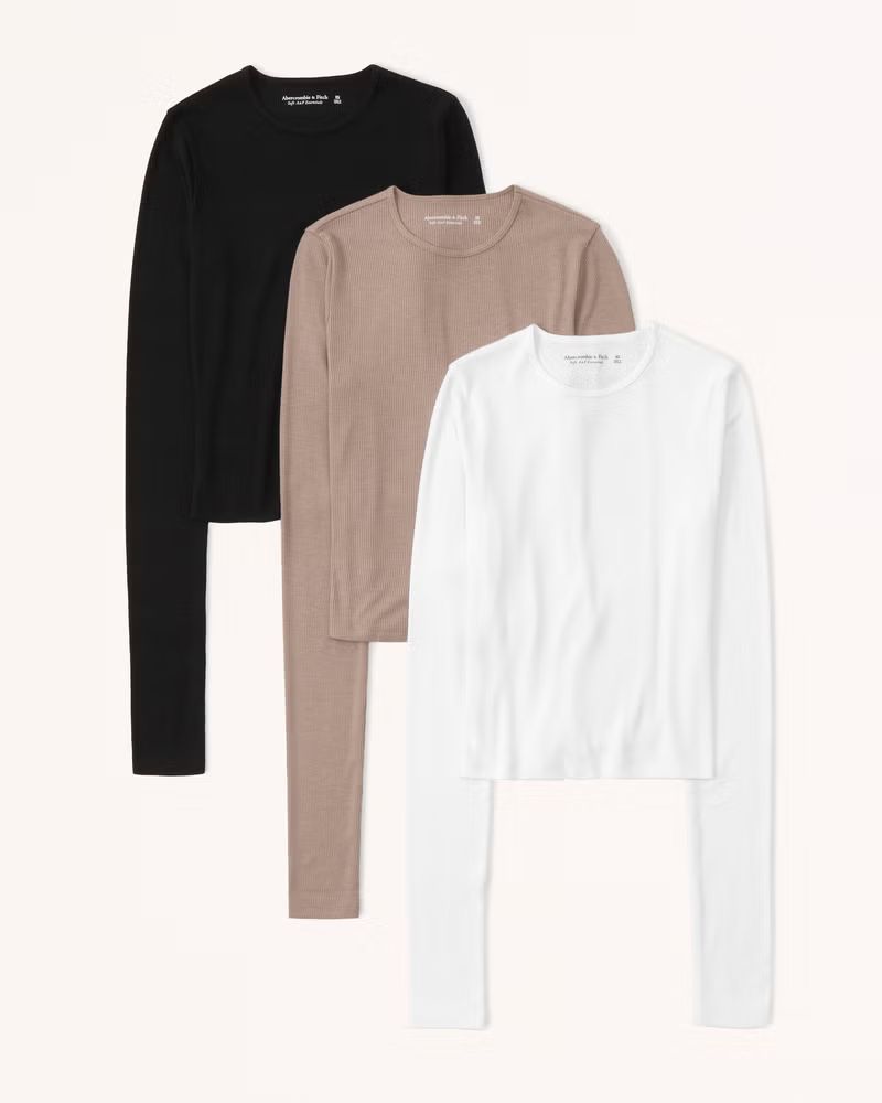 Women's 3-Pack Long-Sleeve Featherweight Rib Tops | Women's | Abercrombie.com | Abercrombie & Fitch (US)