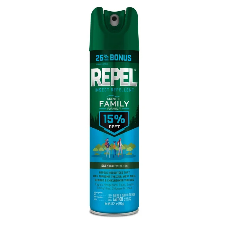 Repel Scented Family Formula Insect and Mosquito Repellent, Bug Spray with 15% DEET, 8.125 Oz | Walmart (US)