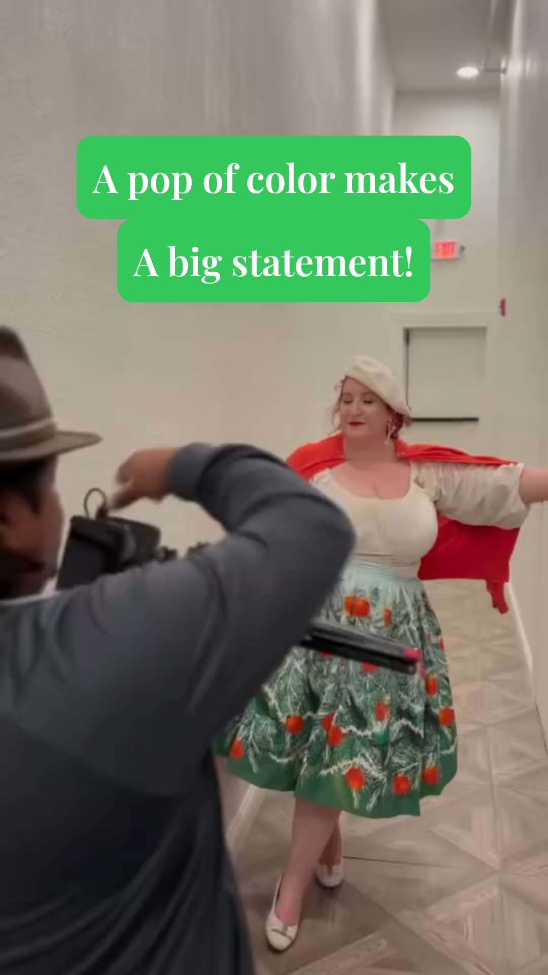 Fun Christmas look with a bold orange cardigan. Check the link below for other Christmas themed vintage style skirts and of course you have to have a beret. #uniquevintage #vintagestyle

#LTKMidsize #LTKHoliday #LTKPlusSize