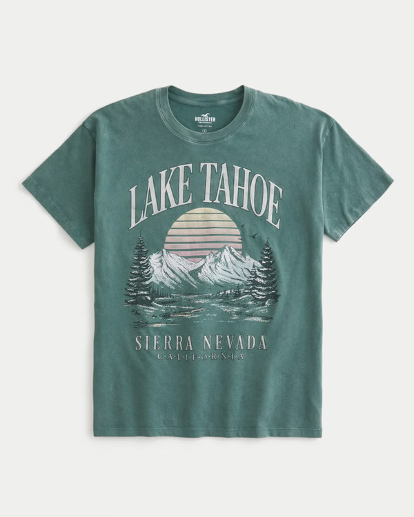 Oversized Lake Tahoe Print Graphic Tee | Hollister (US)