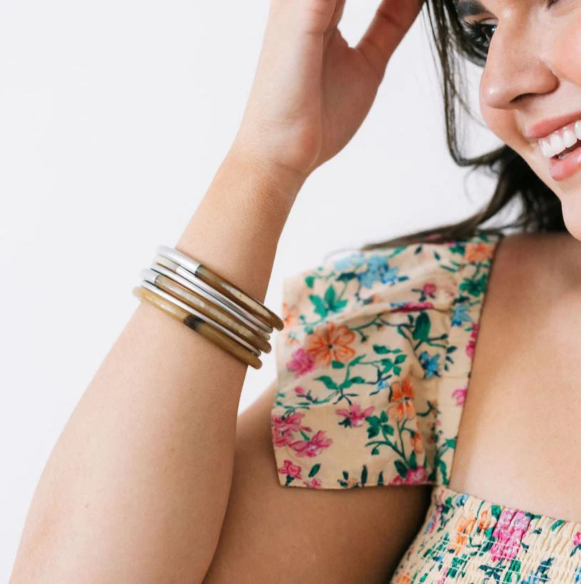 Metallic Silver Mix Bangle Set | Sunshine Tienda
