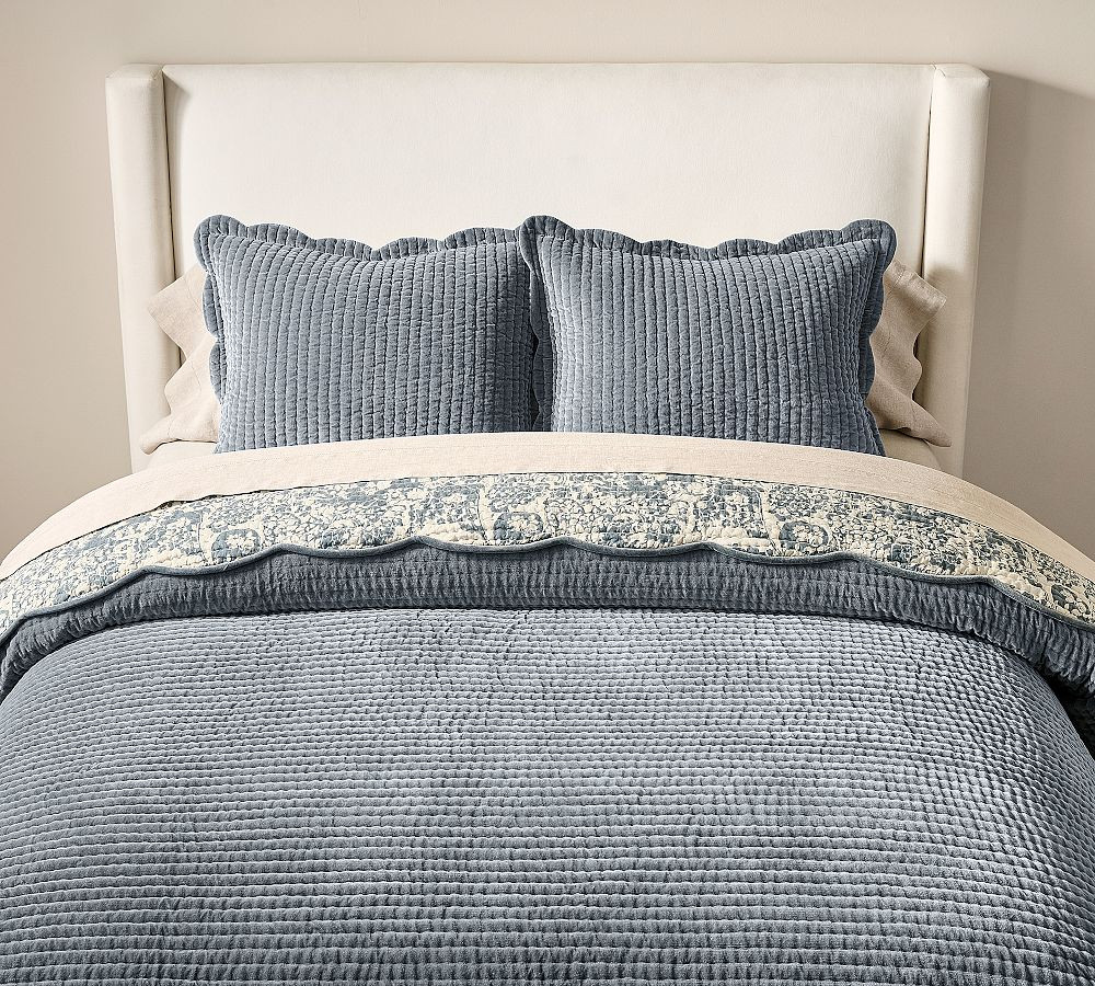 Velvet Scalloped Edge Reversible Quilt | Pottery Barn (US)