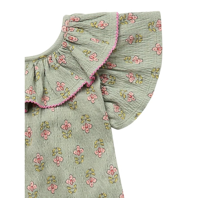 Modern Moments Toddler Girl Ruffle Neck Dress with Picot Stitch, Sizes 12M-5T | Walmart (US)