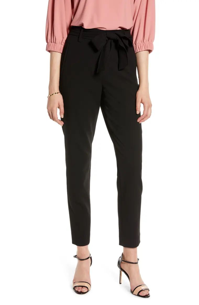 Tie Waist Twill Ankle Pants | Nordstrom
