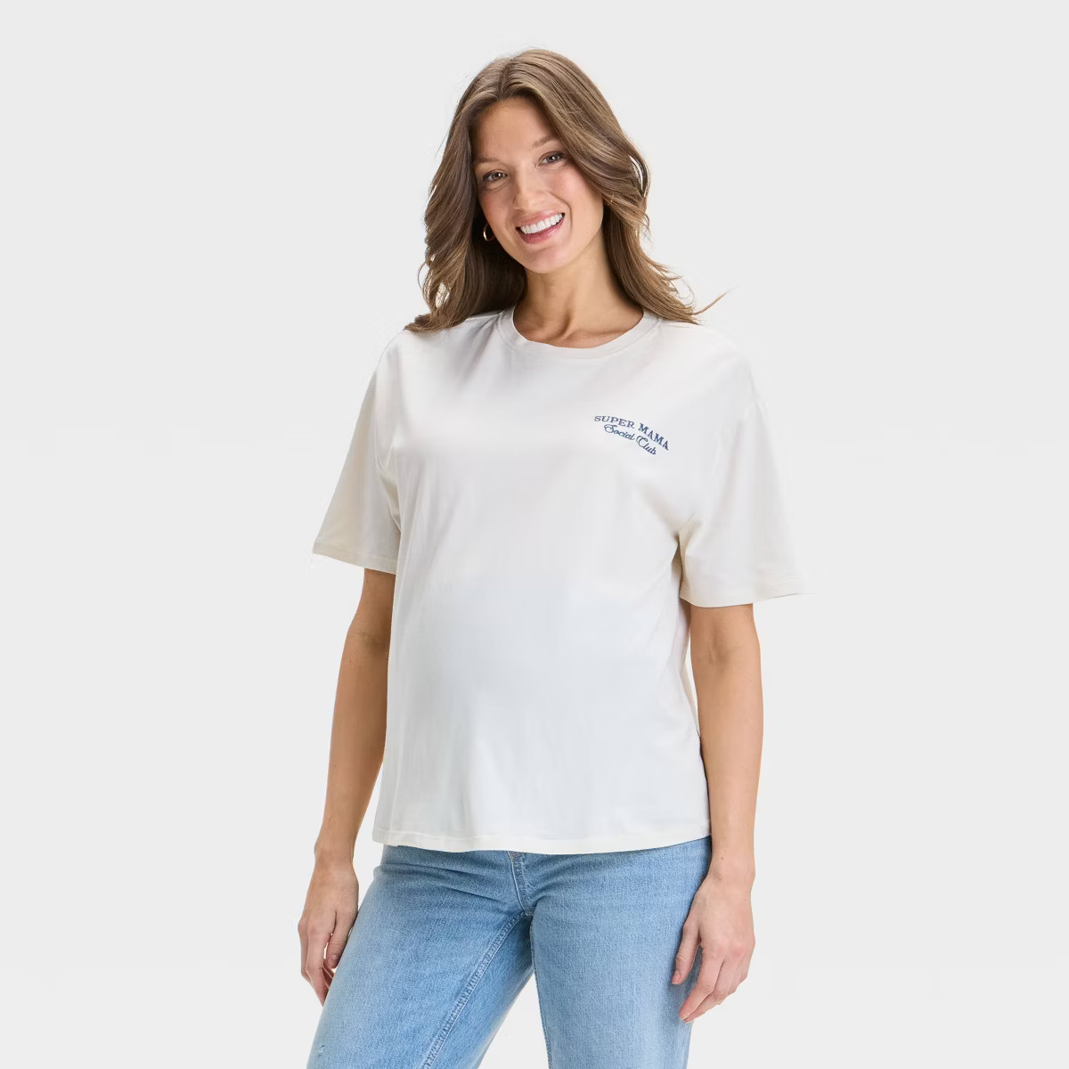 Short Sleeve Graphic Maternity T-Shirt - Isabel Maternity by Ingrid & Isabel™ Cream XL | Target