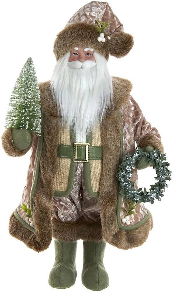 Kurt S. Adler Sage and Neutral Santa Table Piece, 18-Inches, Green | Amazon (US)