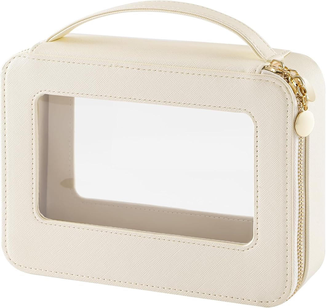 Clear Makeup Bag Cosmetic Bags with Zipper Toiletry Bag for Women Cute Makeup Travel Bag for Wome... | Amazon (US)