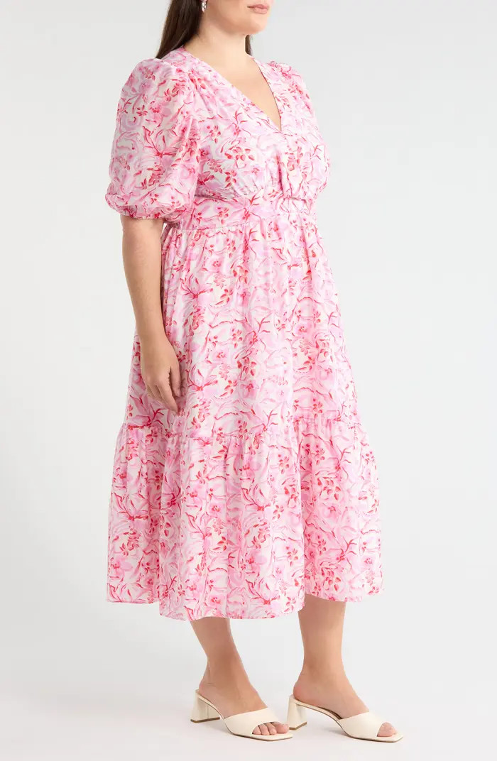 Floral Twist Front Midi Dress | Nordstrom