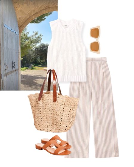 A dressy casual look for a spring or summer evening. Perfect for dinner Al fresco with friends or farmers market shopping and brunch. 

Love these linen blend pants — they come in a variety of colors with a great price point.

This sweater tank is another goodie - so chic paired with linen, denim shorts & more. 


Vacation outfit, resort wear, linen pants, straw tote, beach bag, raffia tote, beach vacation outfit, Europe outfit, travel outfit, Abercrombie outfit, coastal grandma 

#LTKtravel #LTKSeasonal #LTKstyletip