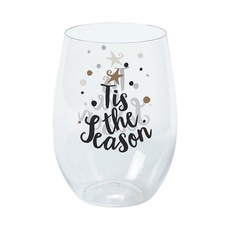 Bold Christmas Stemless Wine Glasses - Party Supplies - 6 Pieces | Walmart (US)