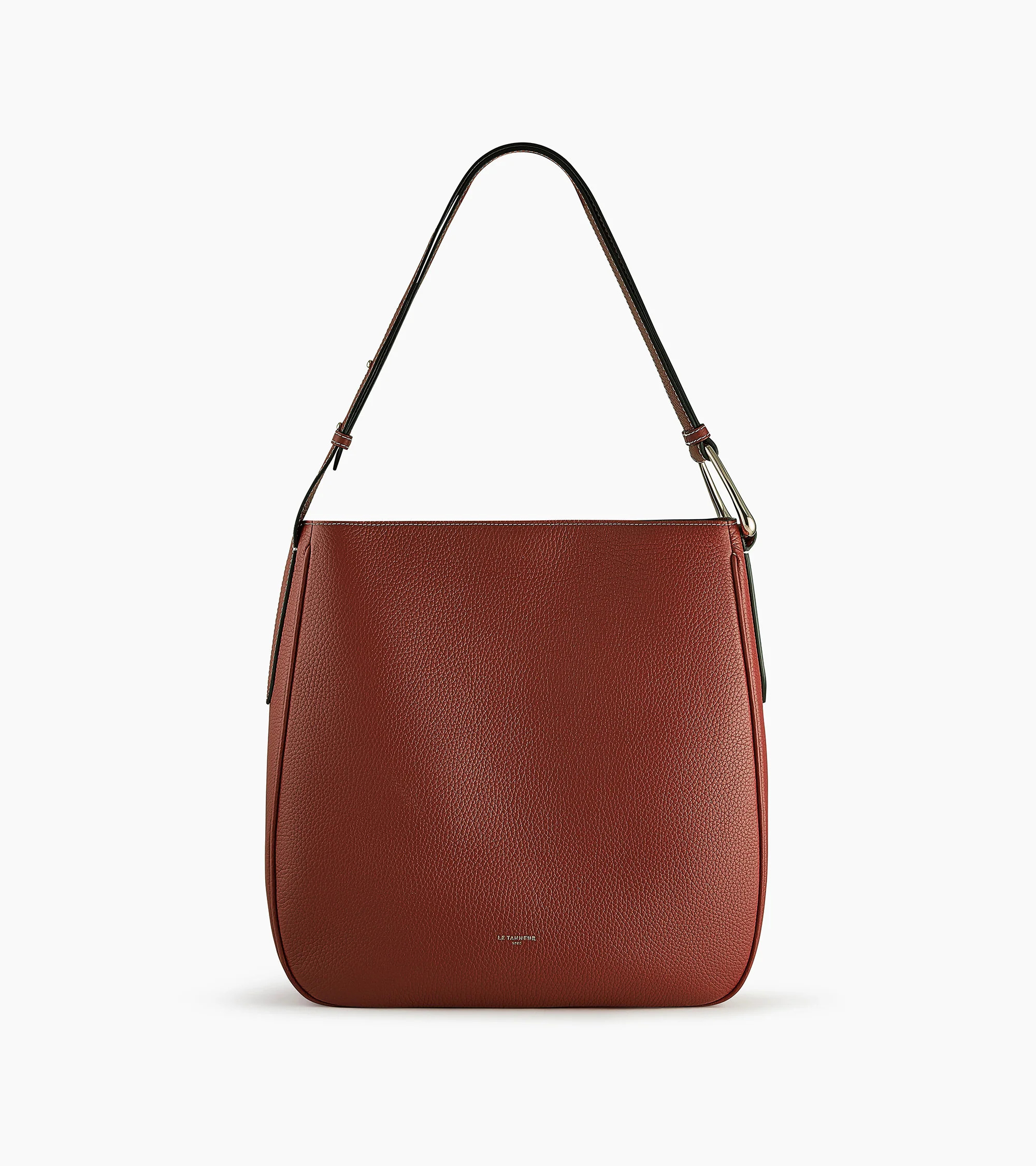 Large hobo bag Madeleine in grained calfskin leather | Le Tanneur