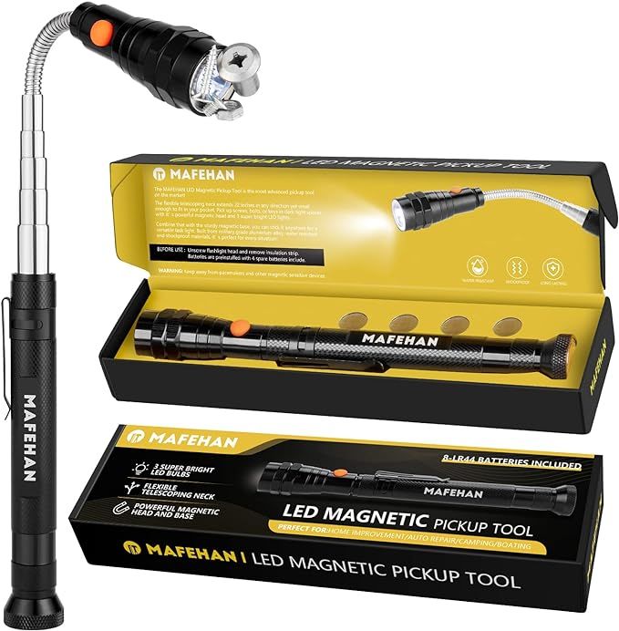 MAFEHAN Magnetic Pickup Tool, Telescoping Magnetic 3 LED Flashlight with Extendable Neck up to 22... | Amazon (US)