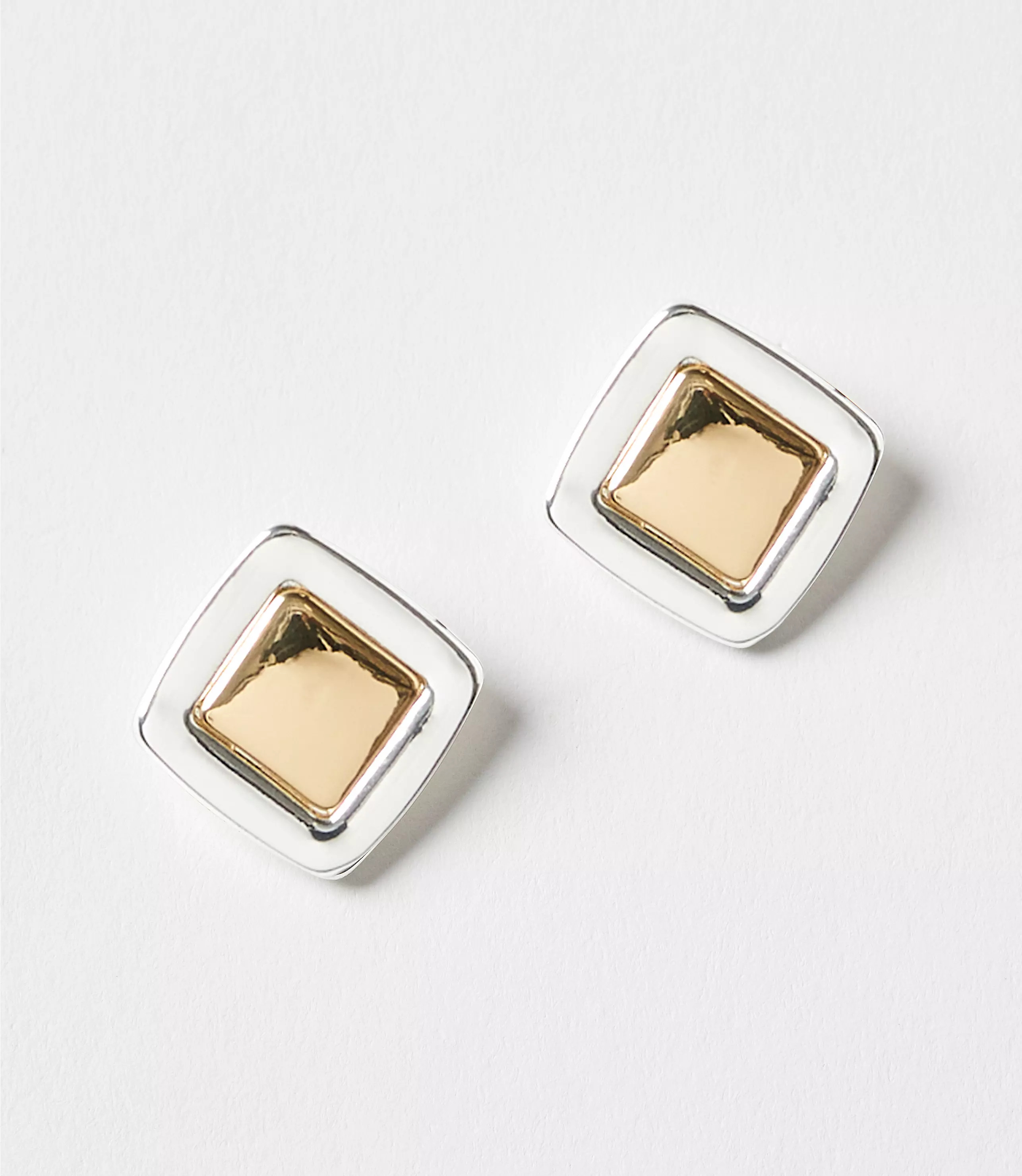 Mixed Metal Square Stud Earrings | LOFT