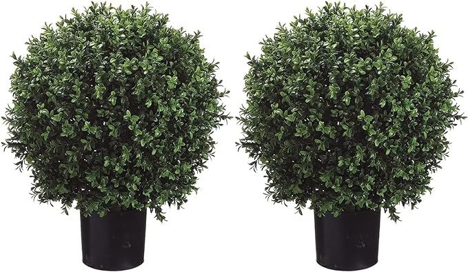 Silk Tree Warehouse Company Inc Two 2 Foot Outdoor Artificial Boxwood Ball Topiary Bushes Potted Pla | Amazon (US)
