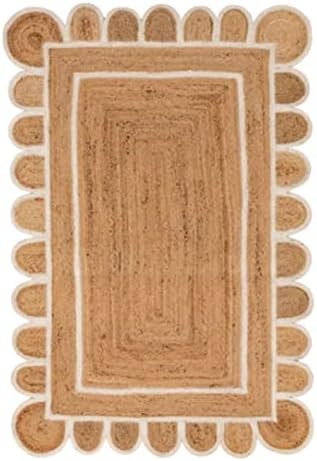 Scallop Pattern Jute Bohemian Area Rug (Off White, 2'x3') | Amazon (US)