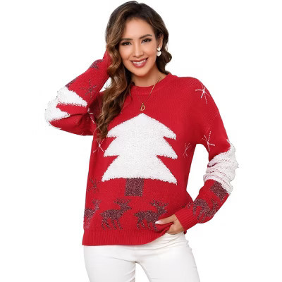 Ugly Christmas Sweaters for Women Cute Funny Tacky Holiday Parties Knitted Xmas Sweater Red S | Target