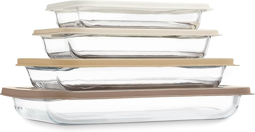 COOK WITH COLOR 8 PC. Glass Baking Dish Set with Lids - Deep Casserole Dish, Glass Food Container... | Amazon (US)