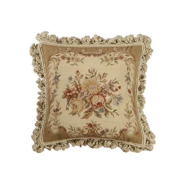 Needlepoint Square 100% Wool Pillow Cover & Insert | Wayfair Professional