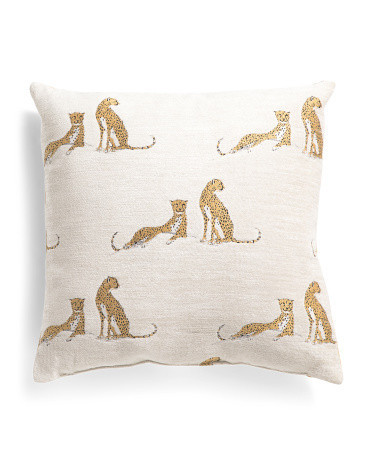 22X22 Jabai Cheetah Chenille Printed Pillow, Polyester/Rayon | TJ Maxx