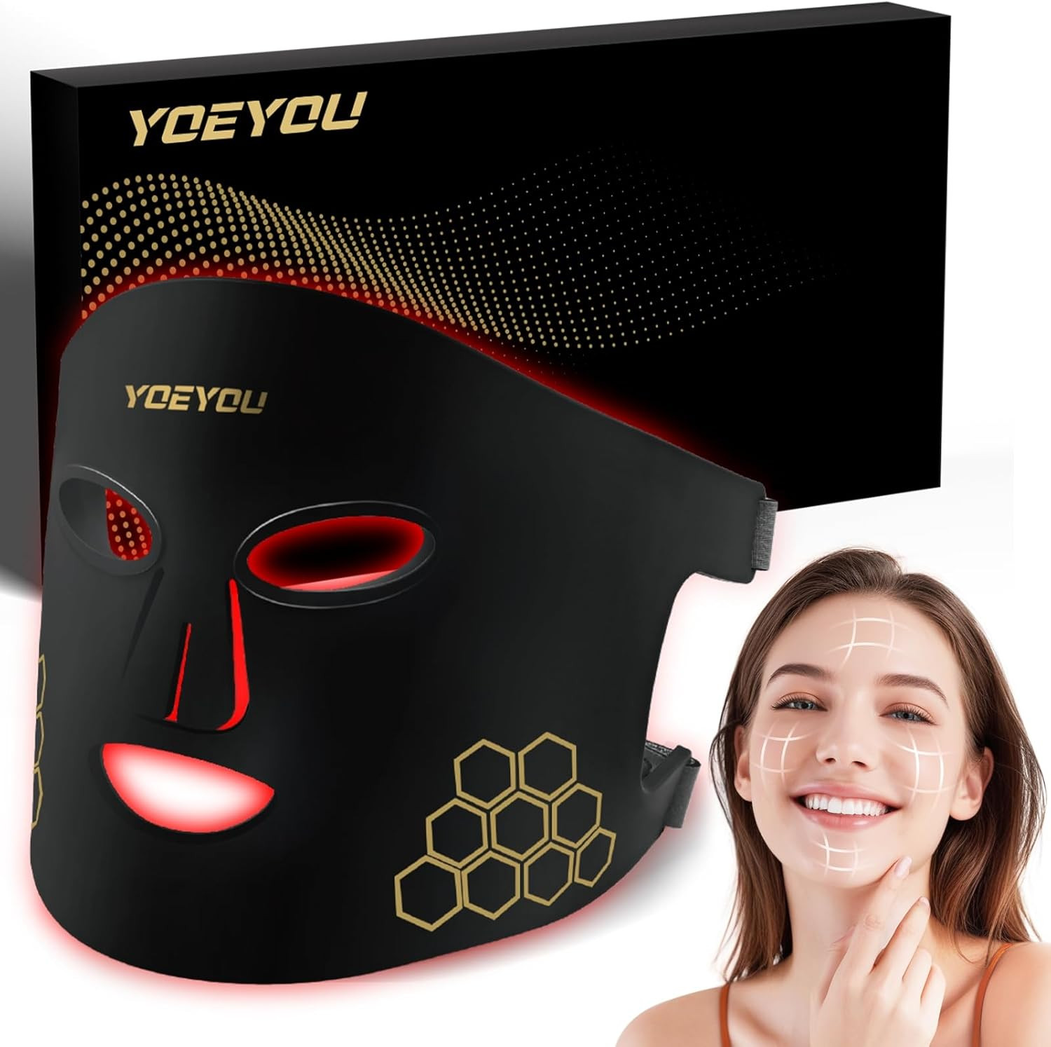 Red Light Therapy for Face, 850nm Near Infrared LED Face Mask | Amazon (US)