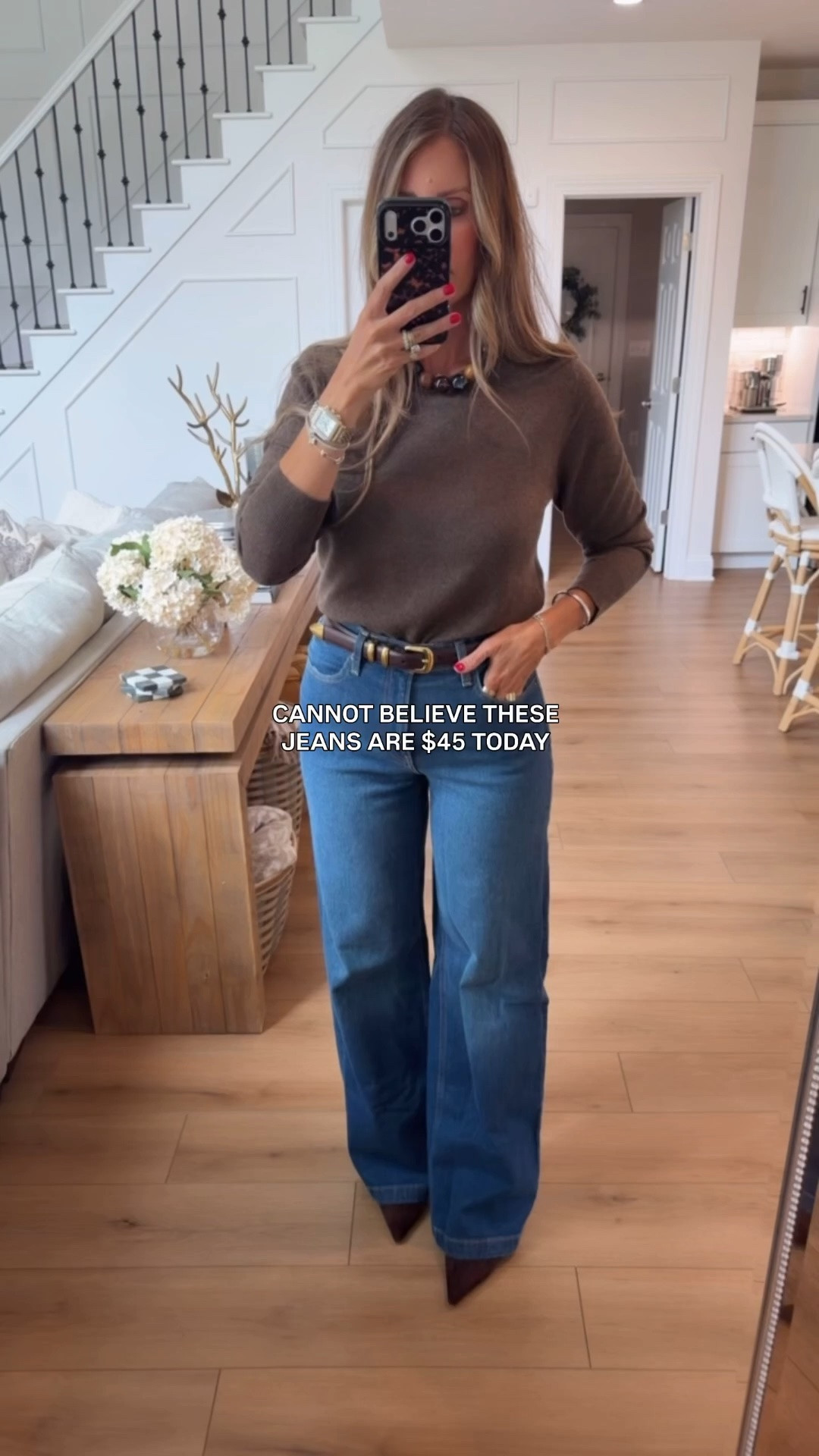 Size 29L jeans 
If you are shorted than 5-8 you probably won’t need the long these are fairly long. 
Cashmere sweater  Sz M 
Brown booties 
🤎🤎🤎🤎🤎

#LTKootd #LTKU #LTKSaleAlert