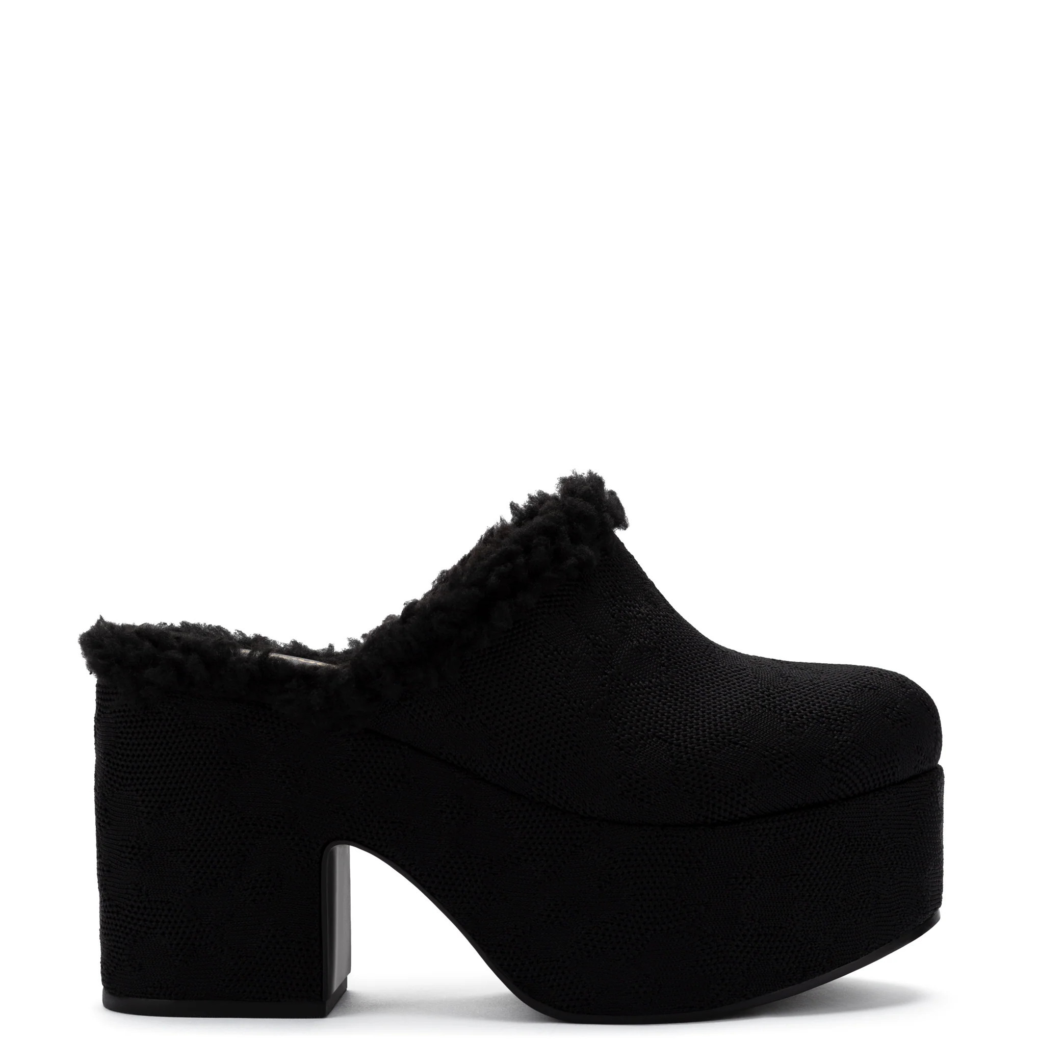 Miso Platform Clog In Black Knit | Larroude