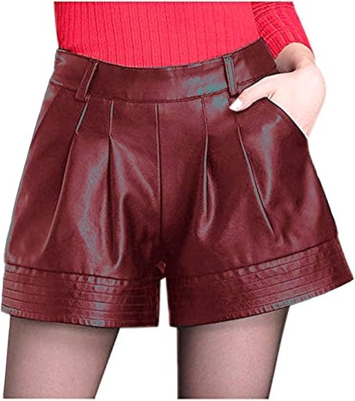 Tanming Women's Fashion High Waist Faux PU Leather Short | Amazon (US)