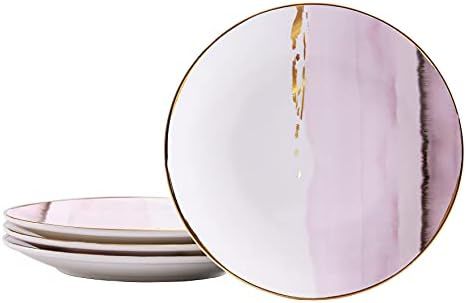Bico Watercolor Marble Gold Lilac Purple Porcelain Dinner Plates, Set of 4, for Pasta, Salad, Mai... | Amazon (US)
