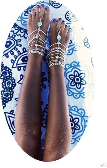 CAROMAY 2PC Barefoot Sandal Anklet and Toe Ring Multilayer Beach Foot Jewelry Wedding Ankle Chain... | Amazon (CA)