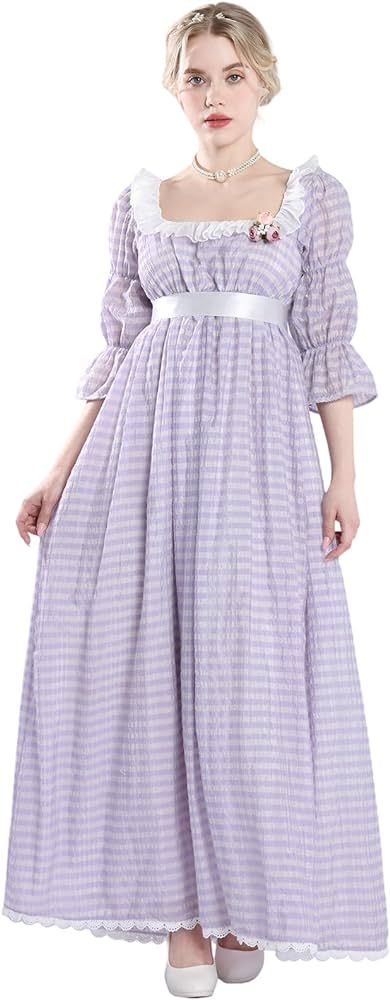 NSPSTT Empire Waist Dress Regency Ball Gown Dresses for Women Cottagecore Renaissance Costumes wi... | Amazon (US)