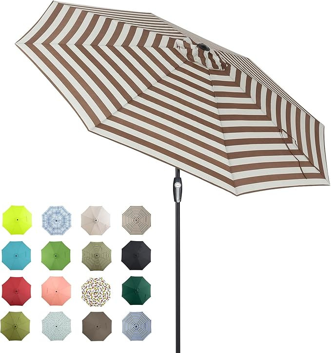Tempera Patio Market Outdoor Table Umbrella with Auto Tilt and Crank,Large Sun Umbrella with Stur... | Amazon (US)