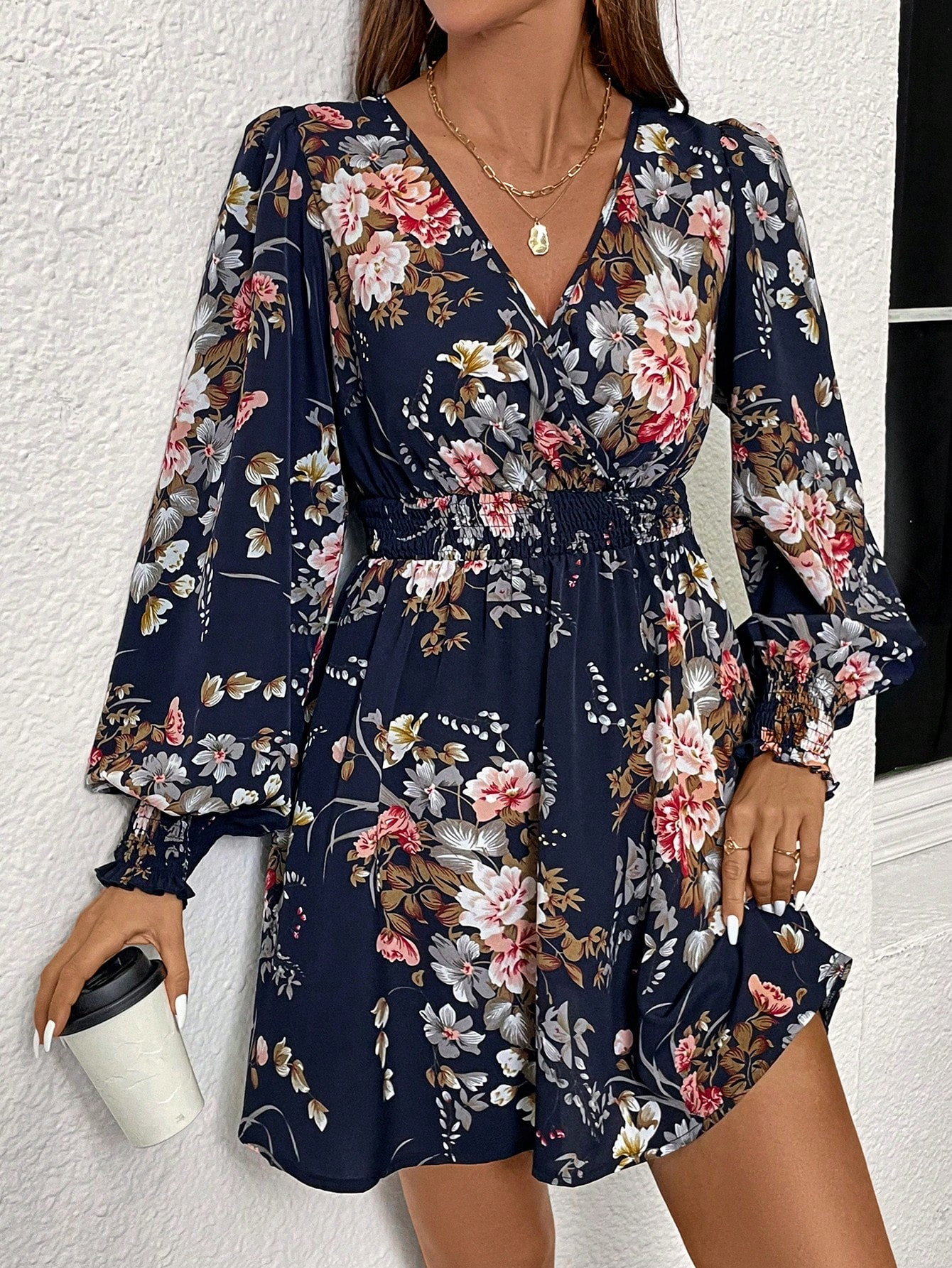 SHEIN Clasi Floral Print Elegant V-Neck Romantic Lady Dress | SHEIN USA | SHEIN