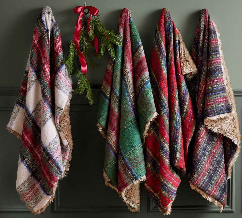 Stewart Plaid Faux Fur Back Throw | Pottery Barn (US)