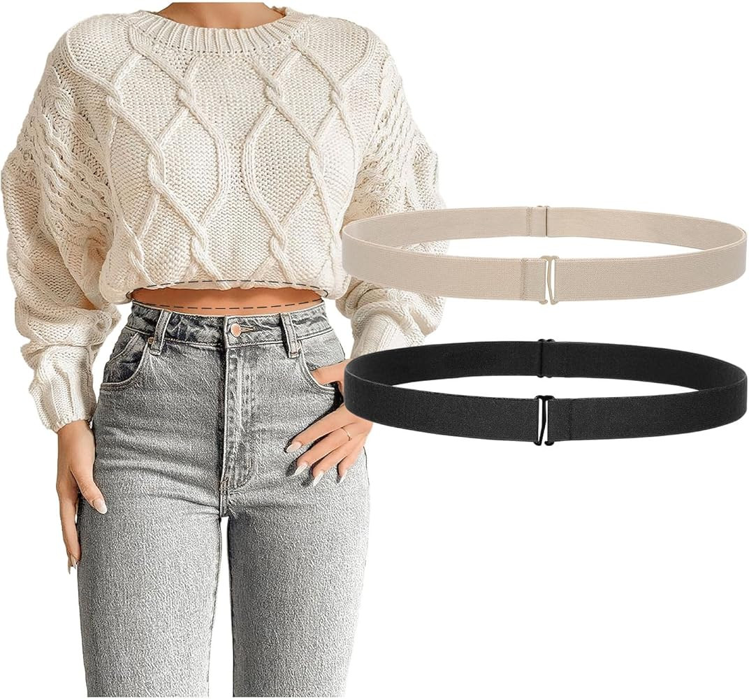JASGOOD Crop Top Tuck Waist Band Adjustable Band Tucking Sweaters Shirts Elastic Stretch Belts fo... | Amazon (US)